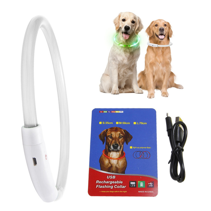 USB Rechargeable Lighting LED Dog Collar, H 19,68 po x P 0,39 po