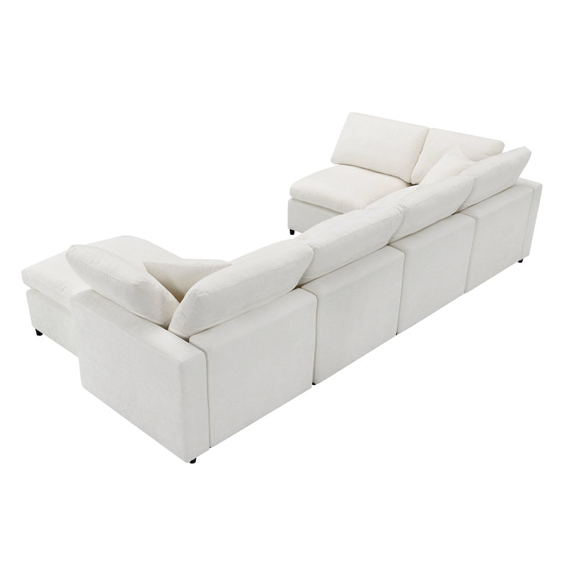 Ensemble de canapé modulaire avec repose-pieds, Beige