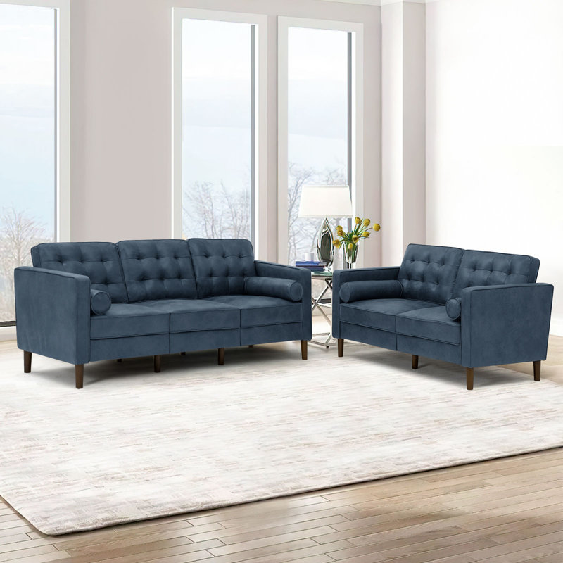 Canapé à accoudoirs carrés 66 po Elverna, Bleu