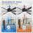 Rhandi 60-Inch Ceiling Fan with LED Lights and Remote Control for Indoor/Covered Outdoor, DC Motor, 6 ABS Blades, 6-Speed, 6''/12'' Downrods-91917241