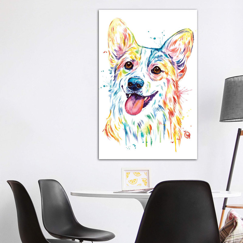 Corgi par Lisa Whitehouse - impression d'art graphique, H 60 po x l 40po x P 1,5 po, Toile tendue, Pas de tapis