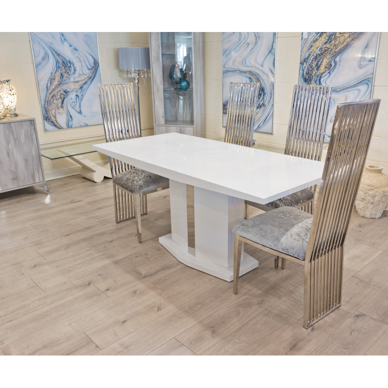 Spillane 4 -Person Butterfly Leaf Dining Set, Silver