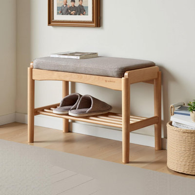 Assembled Solid Beech Upholstered Shoe Bench