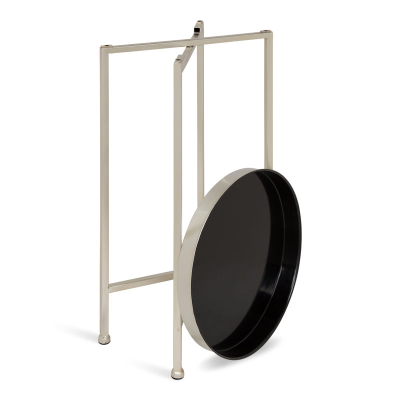 Ekta Tray Top End Table, Silver, Black