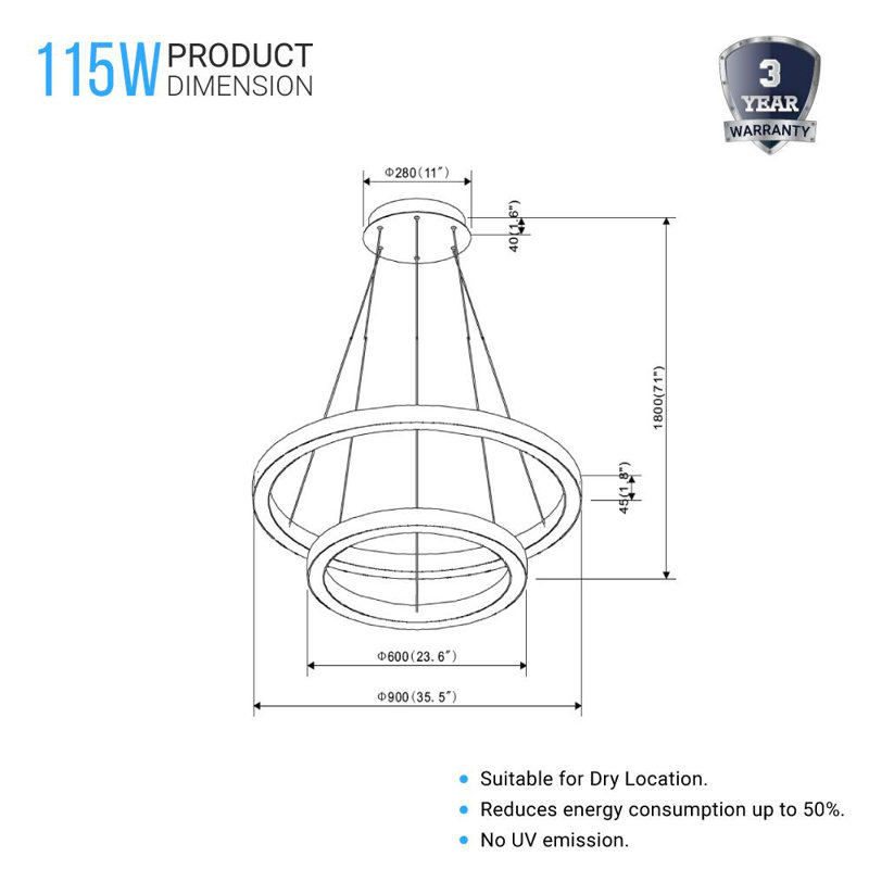Adyanna 2 - Light Dimmable LED Modern Linear Chandelier