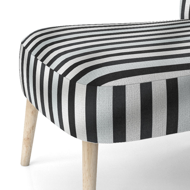 Chaise d'appoint rembourrée à rayures noires et blanches Harmony