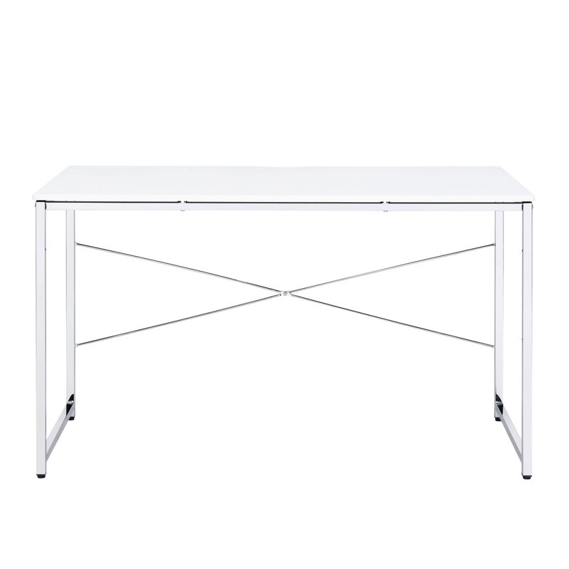 Bureau rectangulaire et de travail avec tablettes de rangement supplémentaires, Blanc