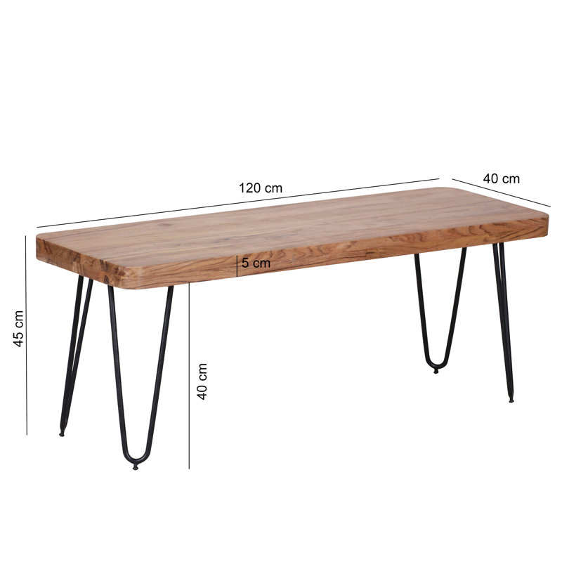 Altmar Solid Wood Bench, Acacia, 45cm H x 120cm W x 40cm D