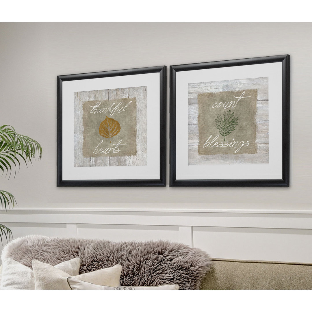" Thankful Hearts " 2 - Pieces August Grove® Frame 