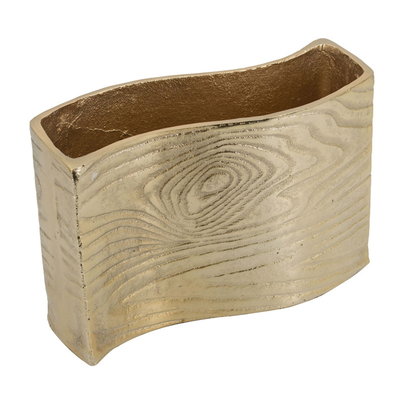9.8X3.7X6.9" Alu Timber Wavy Rect Vase,Small
