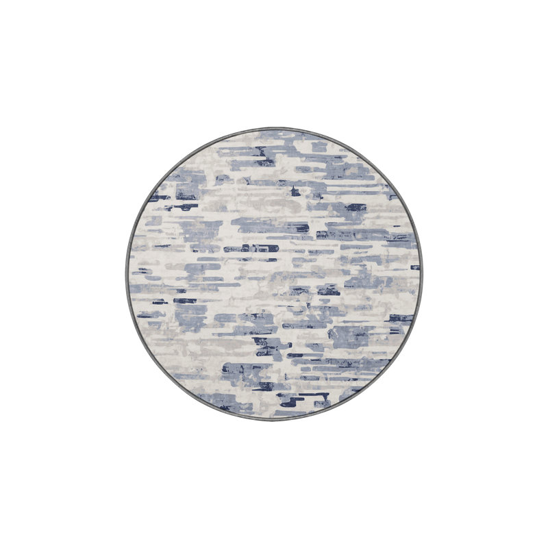 Tapis gris lavable à la machine, Rond 7 pi