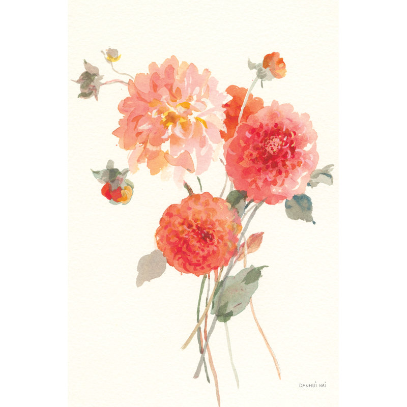 Summer Dahlias II - Peinture, H 18 po x l 12 po, Non, Toile tendue