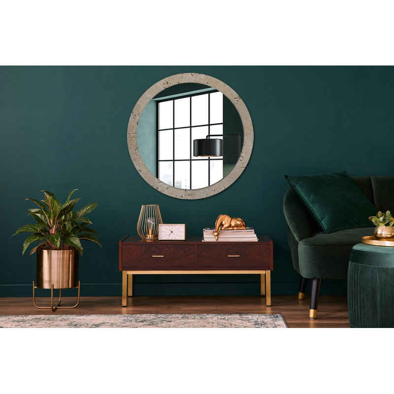 Huldar Glass Flat Wall Mirror, Light Brown/Grey
