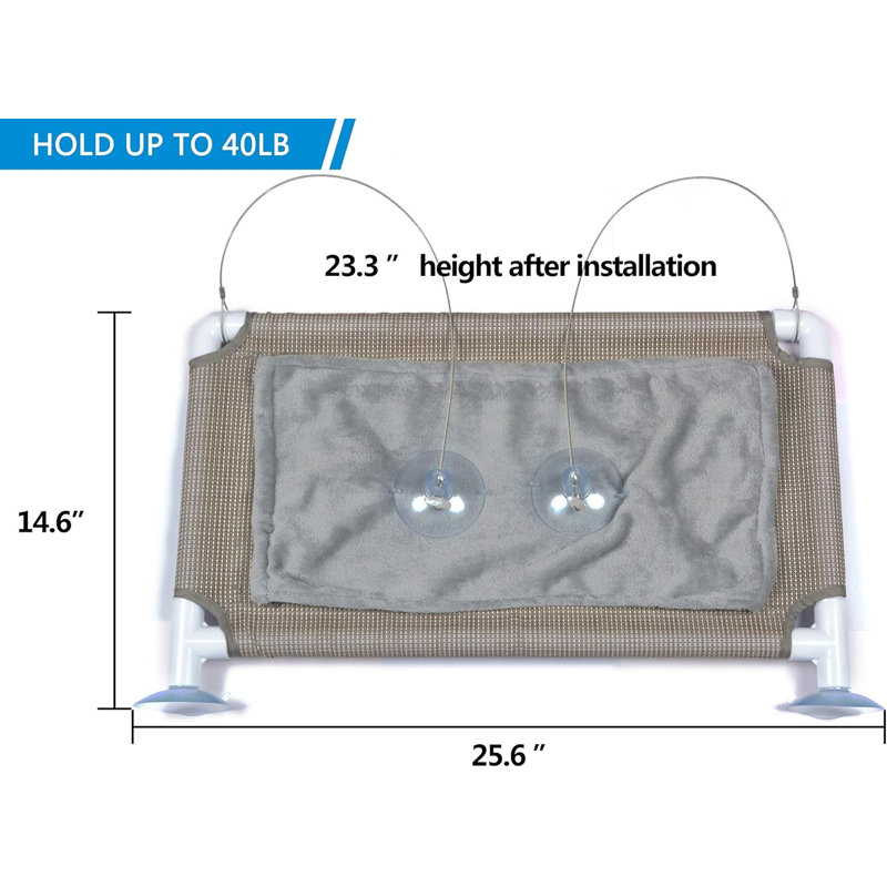 Hamac pour fenêtre pour chat - perchoir de fenêtre pour chats imperméable sans dégâts pour grands chats, hamac à ventouse robuste avec housse en flanelle, siège pour chat d'intérieur, beige
