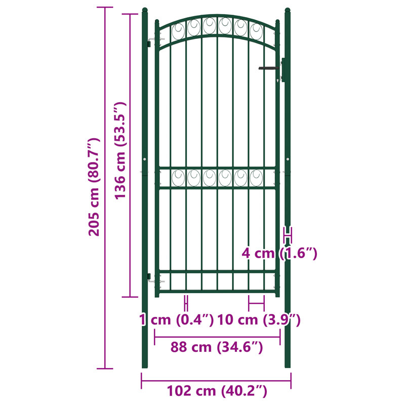 Nicut 259.08 cm W Gate Fencing, Green, 175cm H x 102cm W