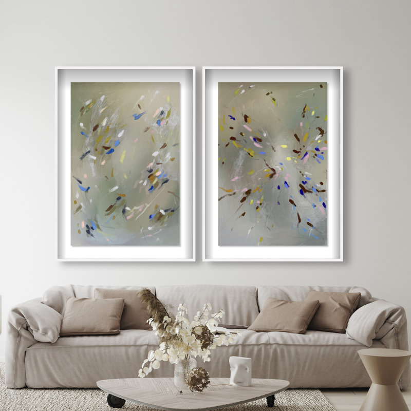 Spontaneous Traces Set Set by Oliver Gal, 75"H x 51"W, White Shadowbox