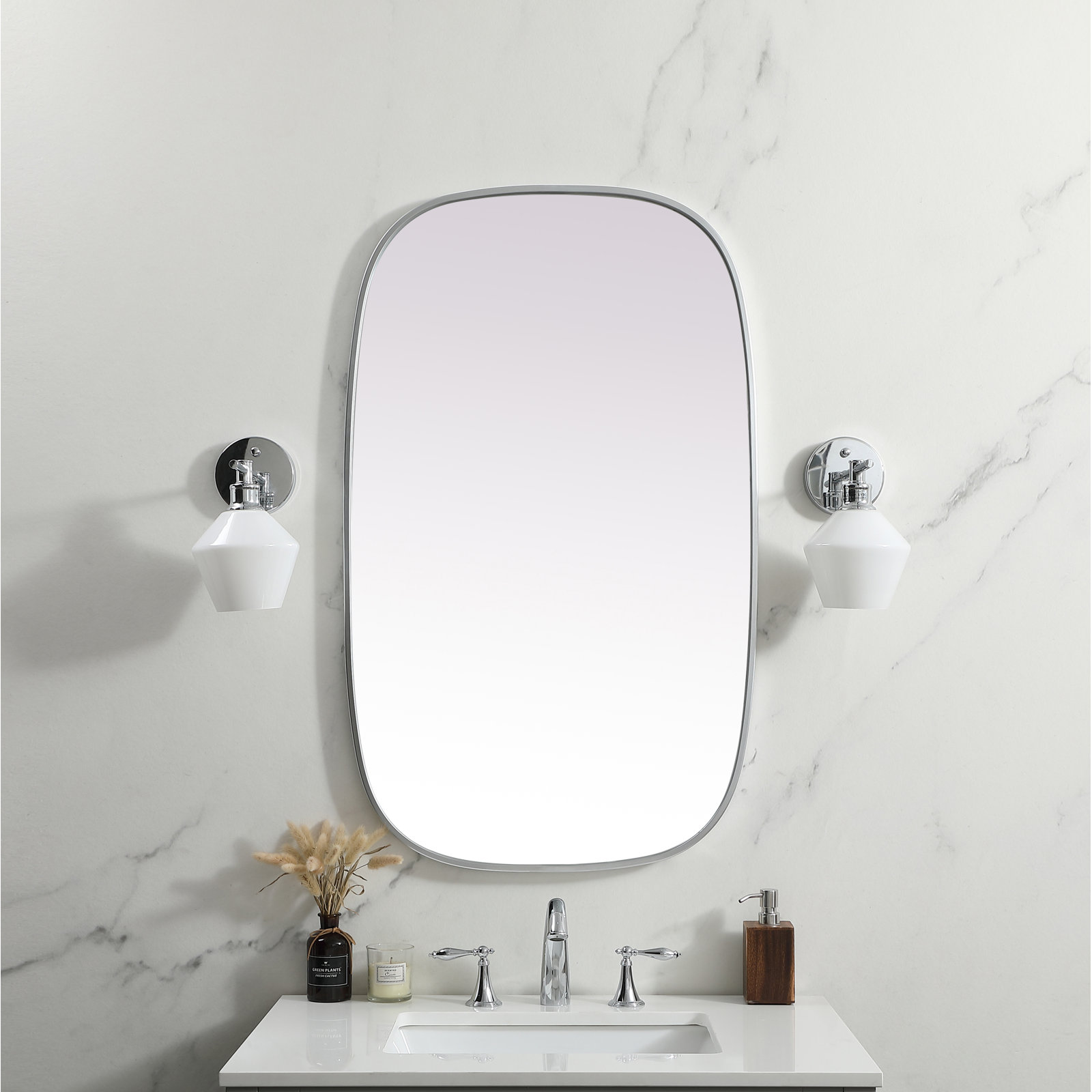 Sabine Accent Mirror, Silver, 40" x 24"