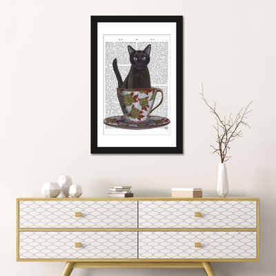 «Black Cat in a Teacup I», impression sur toile