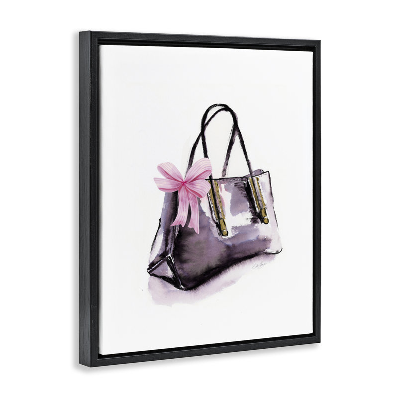 Sac à main de luxe avec cadre flottant à ruban, design par Stella Chang, H 31 po x l 25 po, Cadre flottant noir de jais