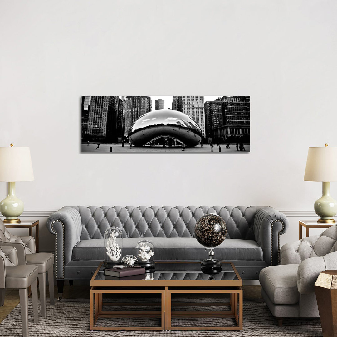 Chicago Skyline Cityscape (Bean) - Wrapped Canvas Panoramic Print