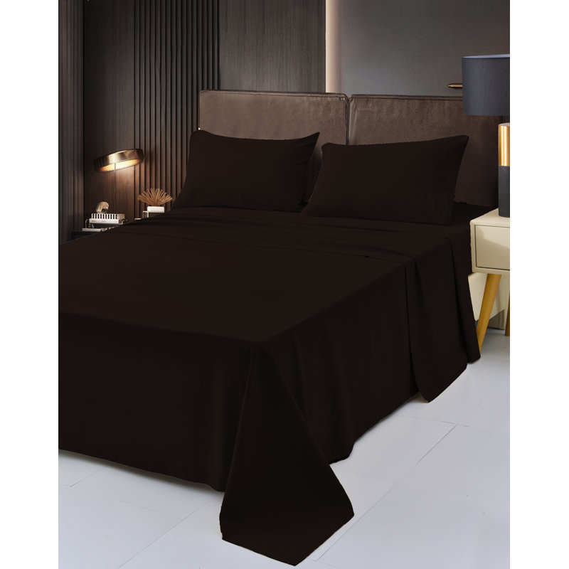1800 Rayon from Bamboo Sheet Set, Dark Brown, Queen