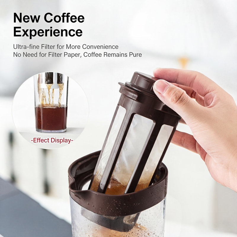Asvel 38oz Cold Brew Coffee Pitcher | No Grit, No Leaks, Brown