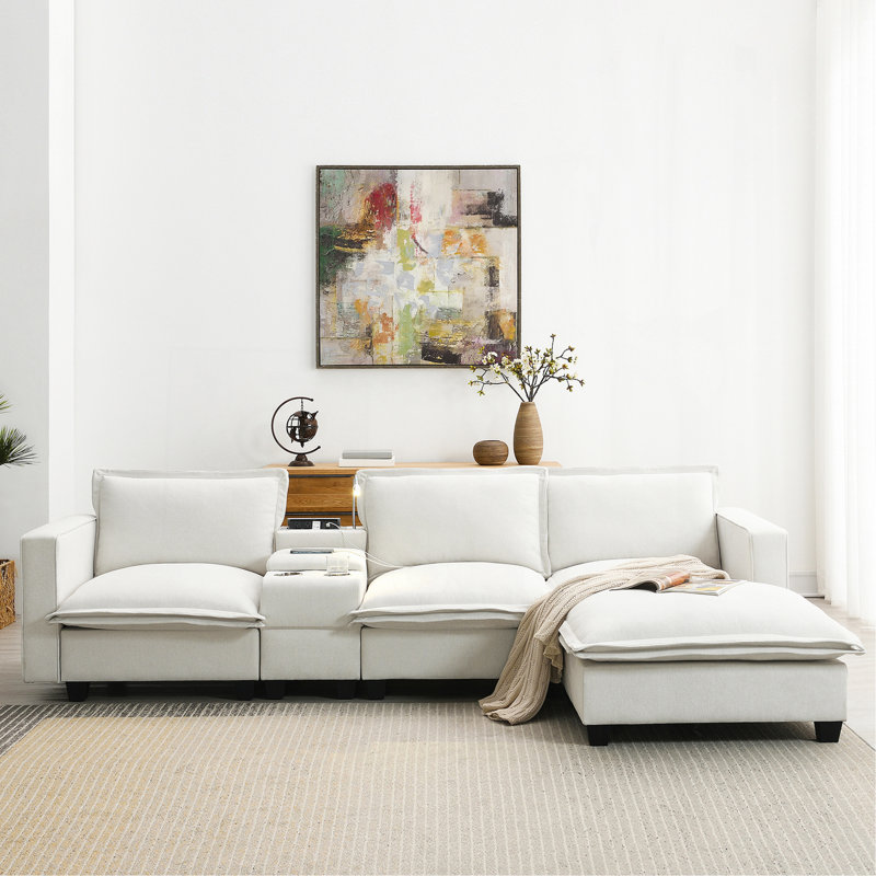 Canapé modulaire 109 "57" avec console Cloud, Chenille beige