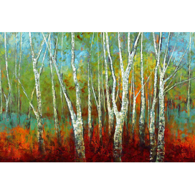 Vue à travers les bouleaux - peinture sur toile tendue