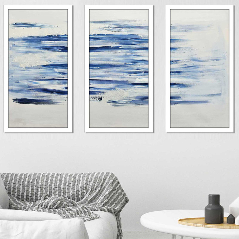 Out of the Blue - impression de 3 pièces, Cadre blanc, H 25,5 po x l 40,5 po x P 1 po