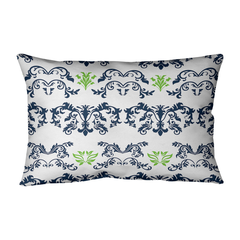 Housse de coussin Football Baroque, Poly sergé, Bleu marine universitaire / blanc / vert action