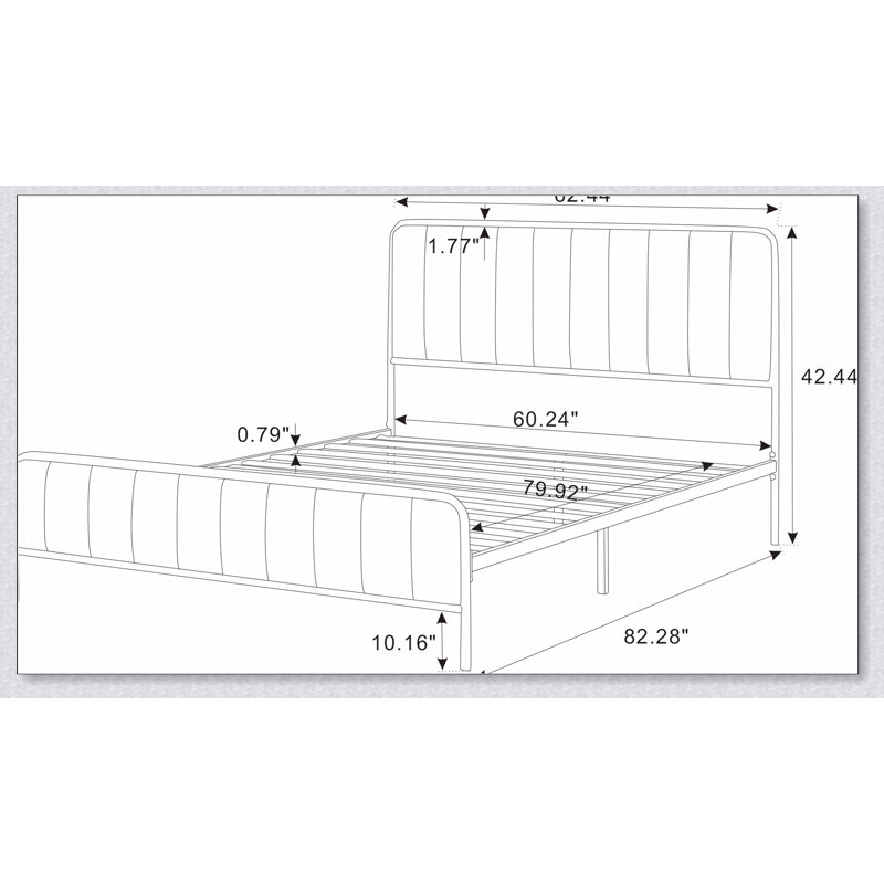 Ashley Upholstered Queen  Bed Frame, Khaki