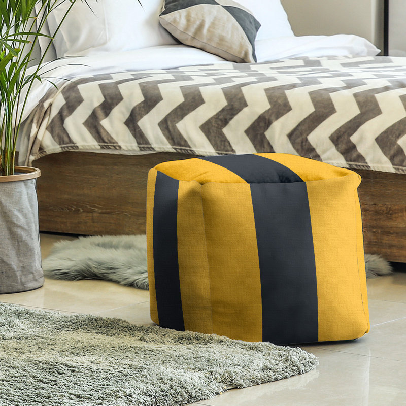 Repose-pieds cubique Tennessee, H 13 po x l 13 po x P 13 po, Noir jet / jaune