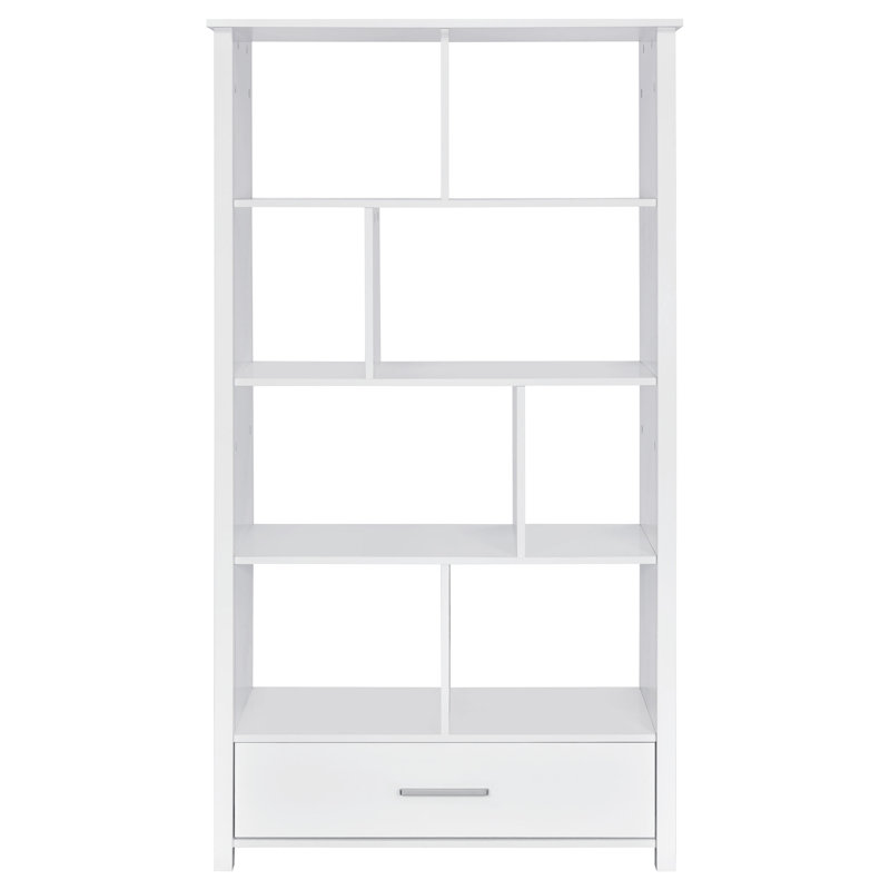 Bibliothèque de rangement à 4 tablettes, Blanc brillant