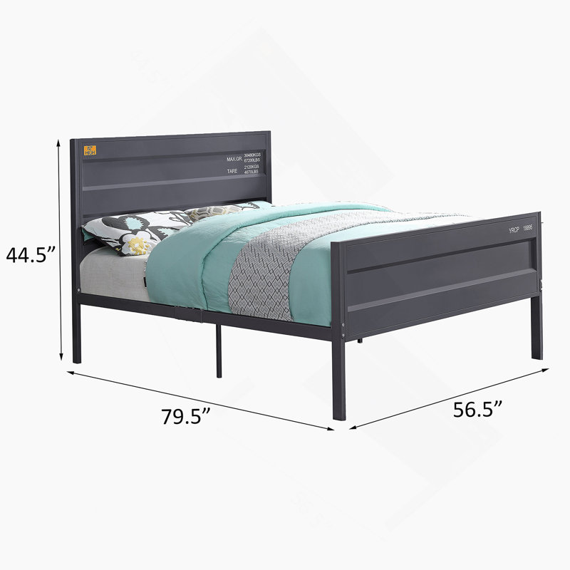 Gunmetal Full Platform Bed, Full, Gunmetal