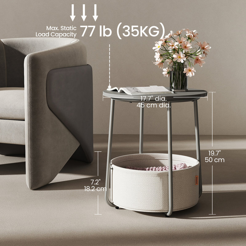 Table de bout, Gris ciment / blanc crème