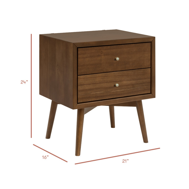Palma Nightstand With USB Port, Natural Walnut