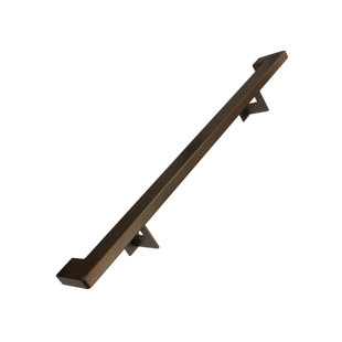 Urban Contemporary Handrail Grab Bar Kit, L Steel Brackets, Returns to Wall, Powder Coat