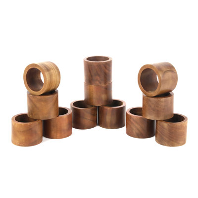 Decorative Napkin Rings, Napkin Holder Buckles for Table Decorations, Wedding, Christmas, Farmhouse, Party Easy to Clean, Durable & Versatile Rings (Brown Polished, Set of 12)