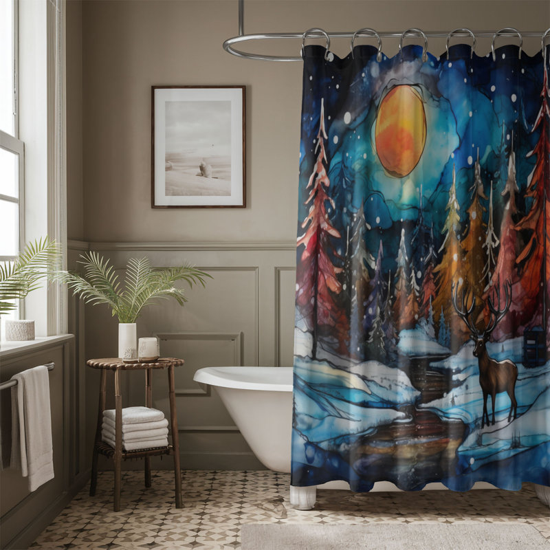 Winter Scenery Ink Art - rideau de douche standard 1 pièce, H 74 po x l 71 po