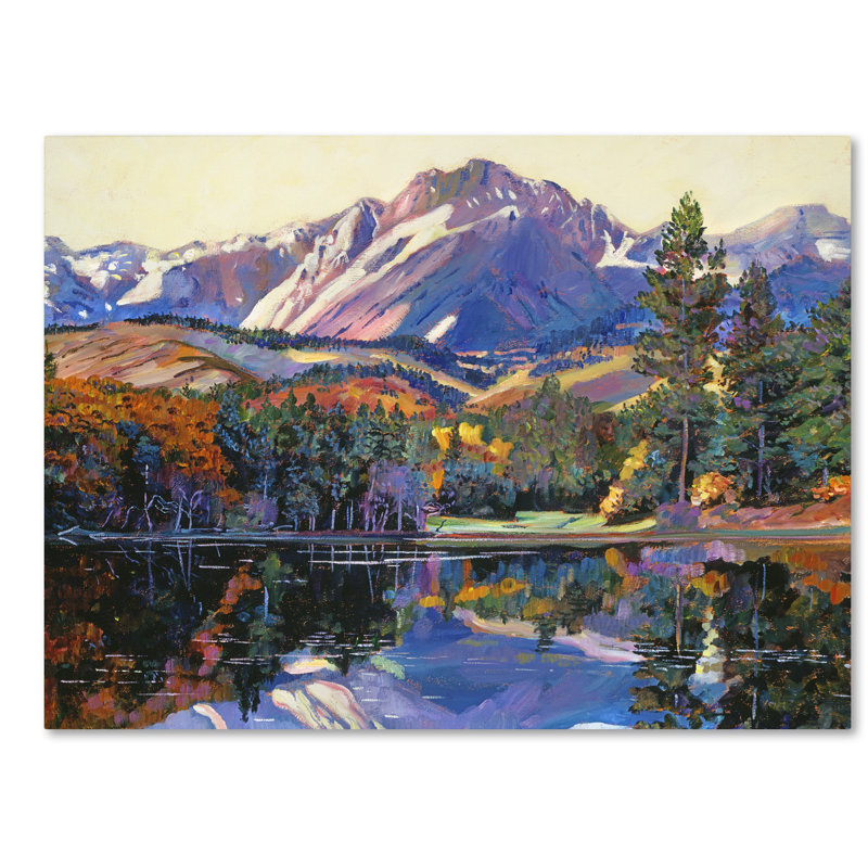 Large Framed Landscape Canvas Art with Mountain Lake Scene