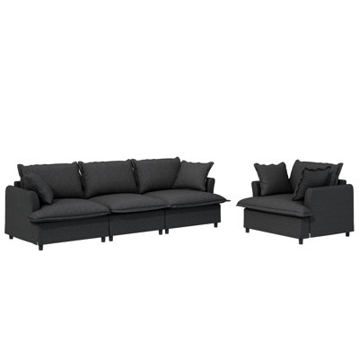 Upholstered & Armchair , 2 Piece In Chenille, 3 Seater , Throw Pillows, Modular Design For Any Style, Construction Chenille Collection, Armchair, All Spaces, Elegant Comfortable