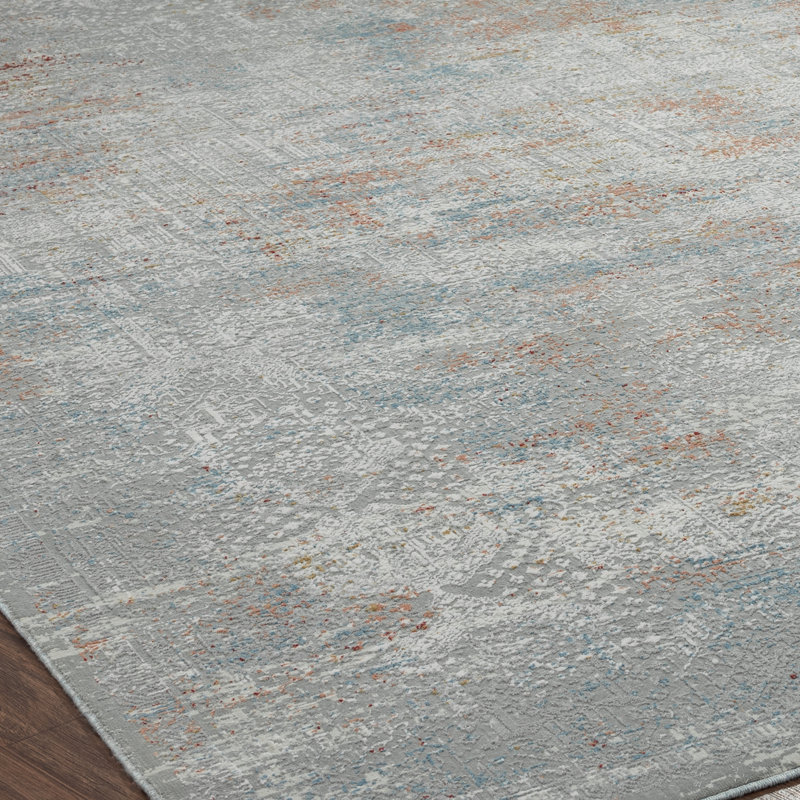 A Abstract Area Rug in Grey, Rectangle 3' x 5'