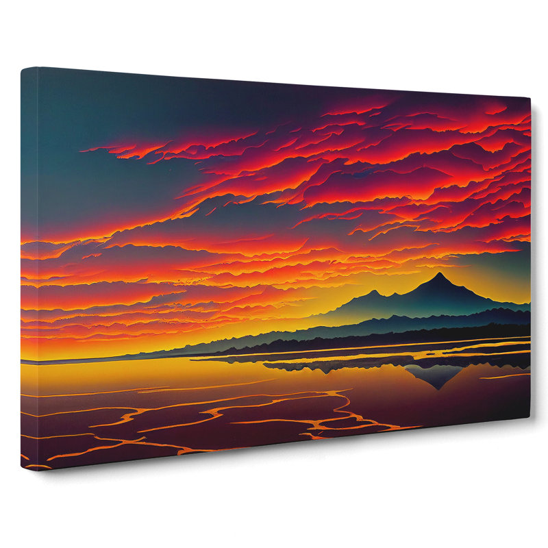 King Ocean Sunset - Wrapped Canvas, 35cm H x 50cm W x 3cm D