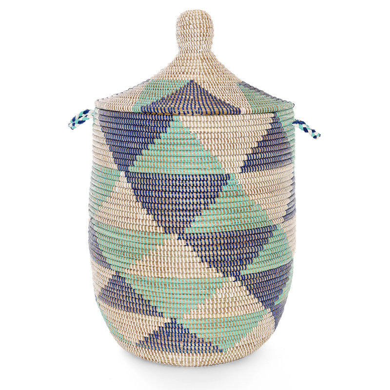 Panier à paniers bleu et blanc