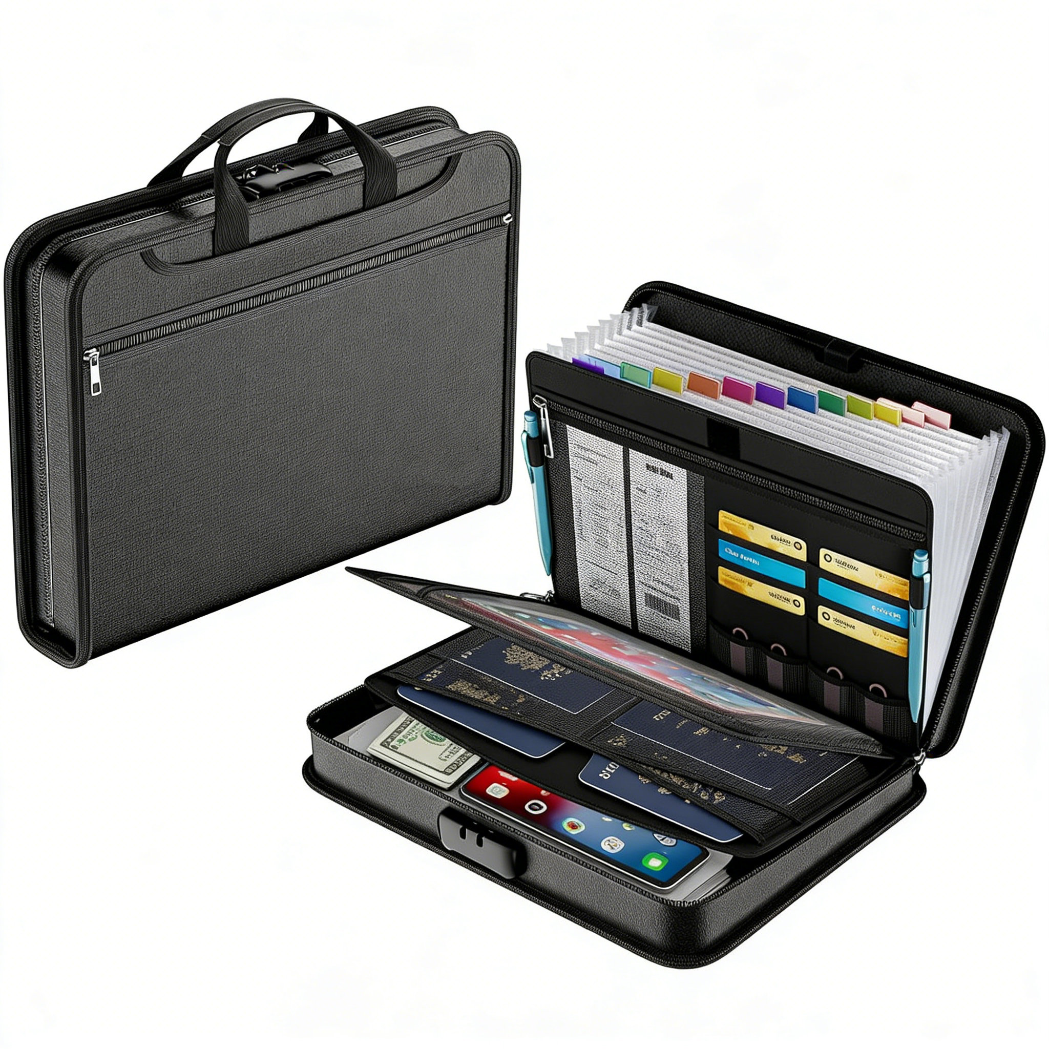 Fcbnposi Fireproof File Organiser A4 Expanding File Folder With Lock ...
