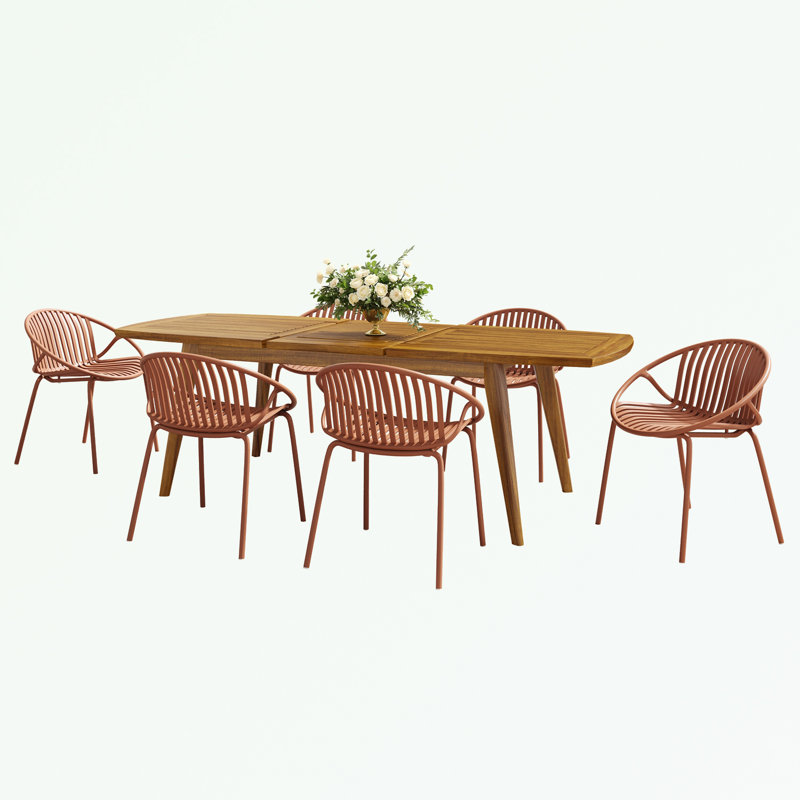 Ensemble repas 7 pièces Amedee, Orange