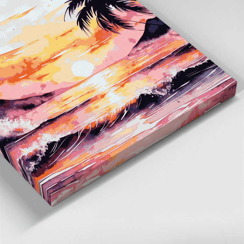 «Hawaiian Dawn Colors», art mural sur toile grise, H 12 po x l 18 po