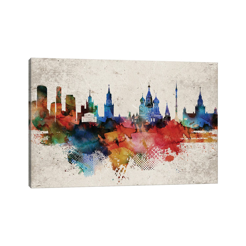 Moscow Abstract Skyline by WallDecorAddict - Wrapped Canvas Print, 66.04 cm H x 45.72 cm W