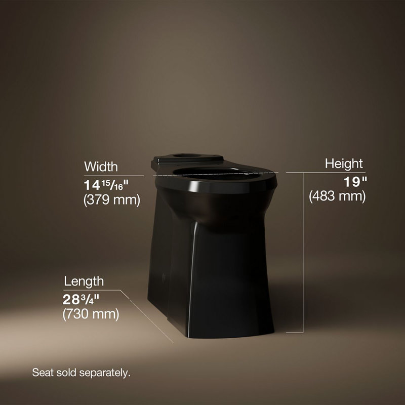 Grande cuvette de toilette allongée avec siphon à jupe Corbelle, Noir