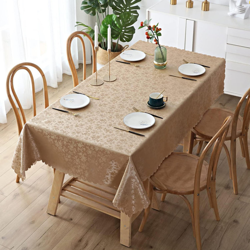 Round Table Cloth, Waterproof Heavy Duty Vinyl Tablecloths, Wipeable Washable Table Cover For Kitchen And Dining Room, Brown